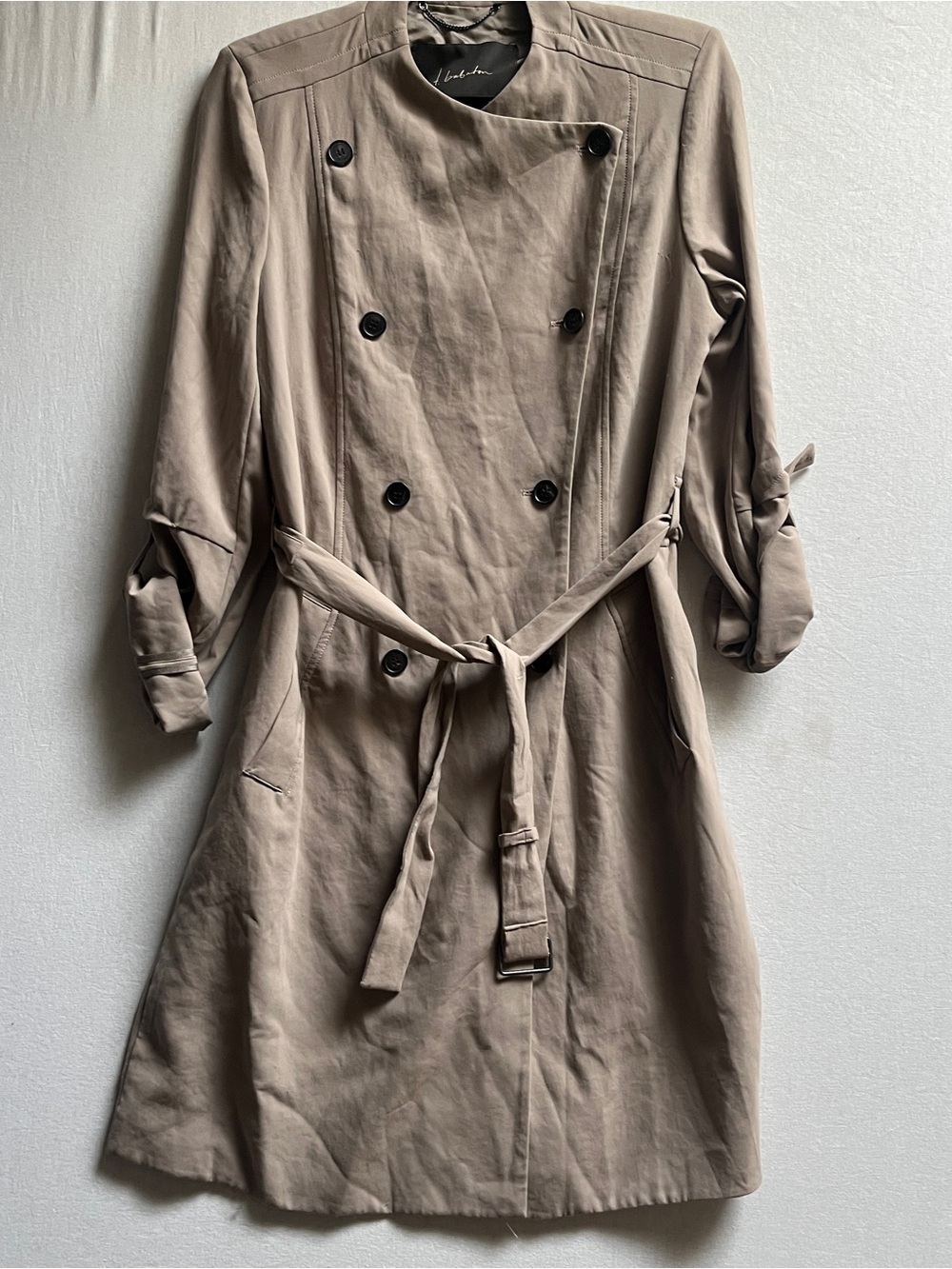 Babaton Aritzia Taupe Trench Dress Size S Double-Breasted Belted